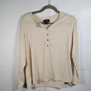 G.H. Bass & Co. Women Beige Henley Long Sleeve Knit Top Size M